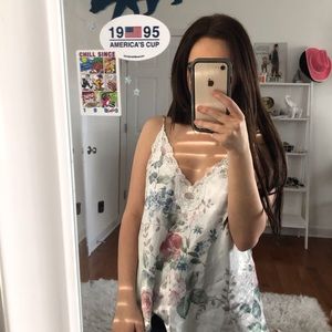 Thrifted Lace floral satin tank